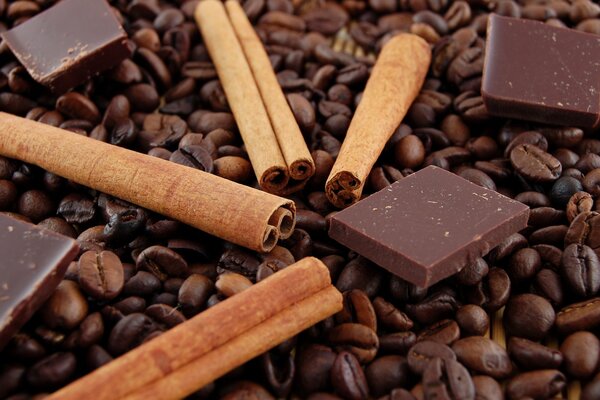 Vanilla sticks, chocolate and coffee