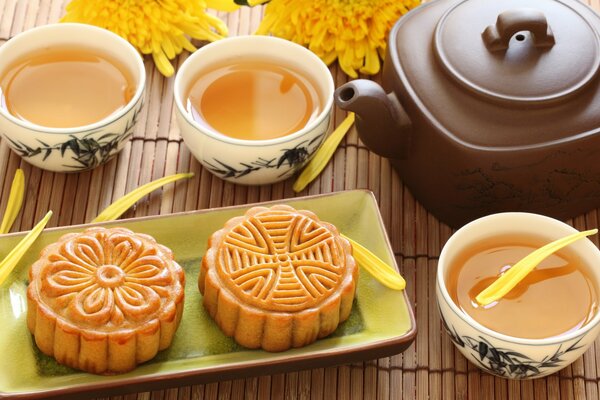 Beautifully served tea cookies and tea