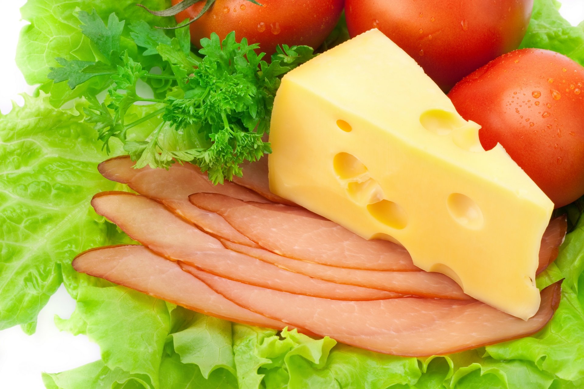 cheese salmon tomatoes parsley lettuce