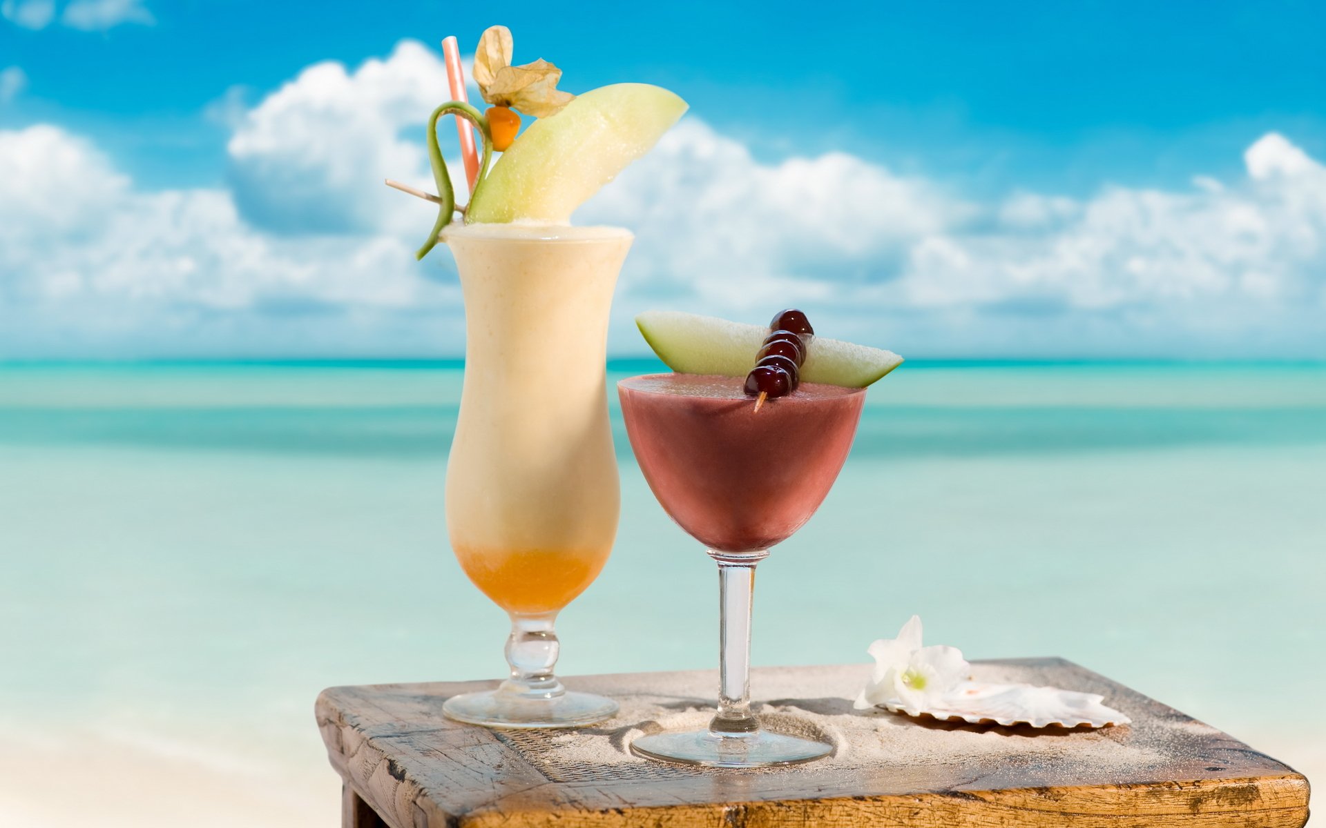 koktajl napój szklanka melon wiśnia morze drink.glass melony 1920x1200