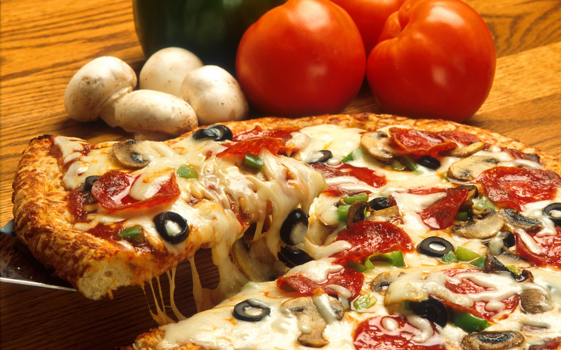food food delicious pizza olives olives cheese mushrooms tomatoe