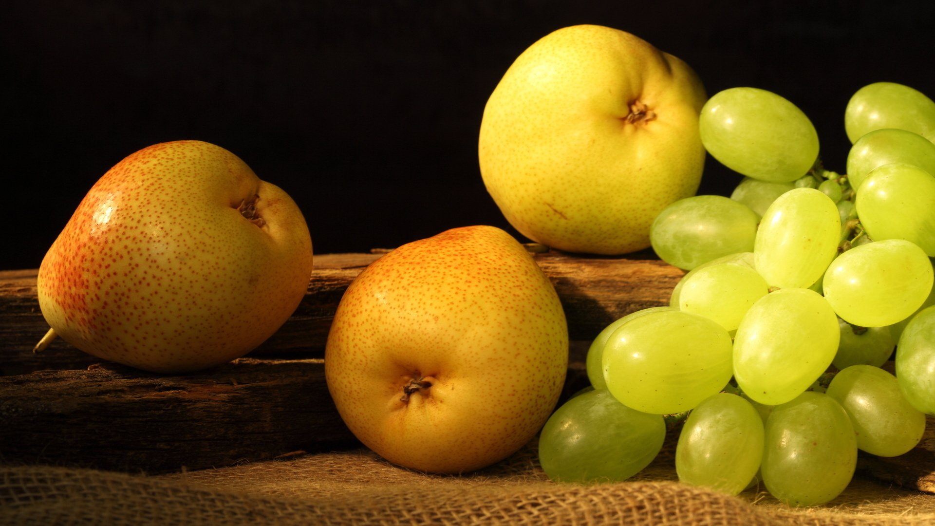 pears yellow grapes fruit