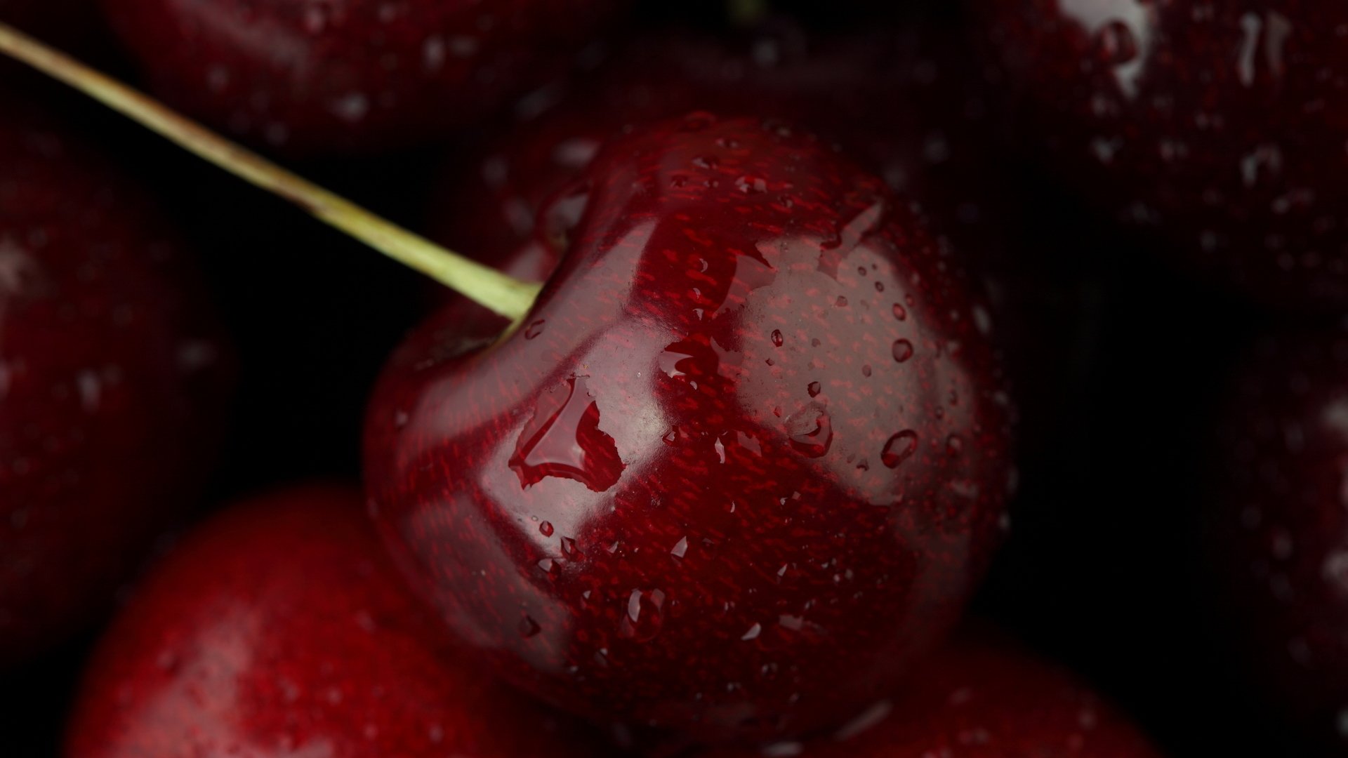 cherry food fruit macro drops water cherry food macro 1920x1080