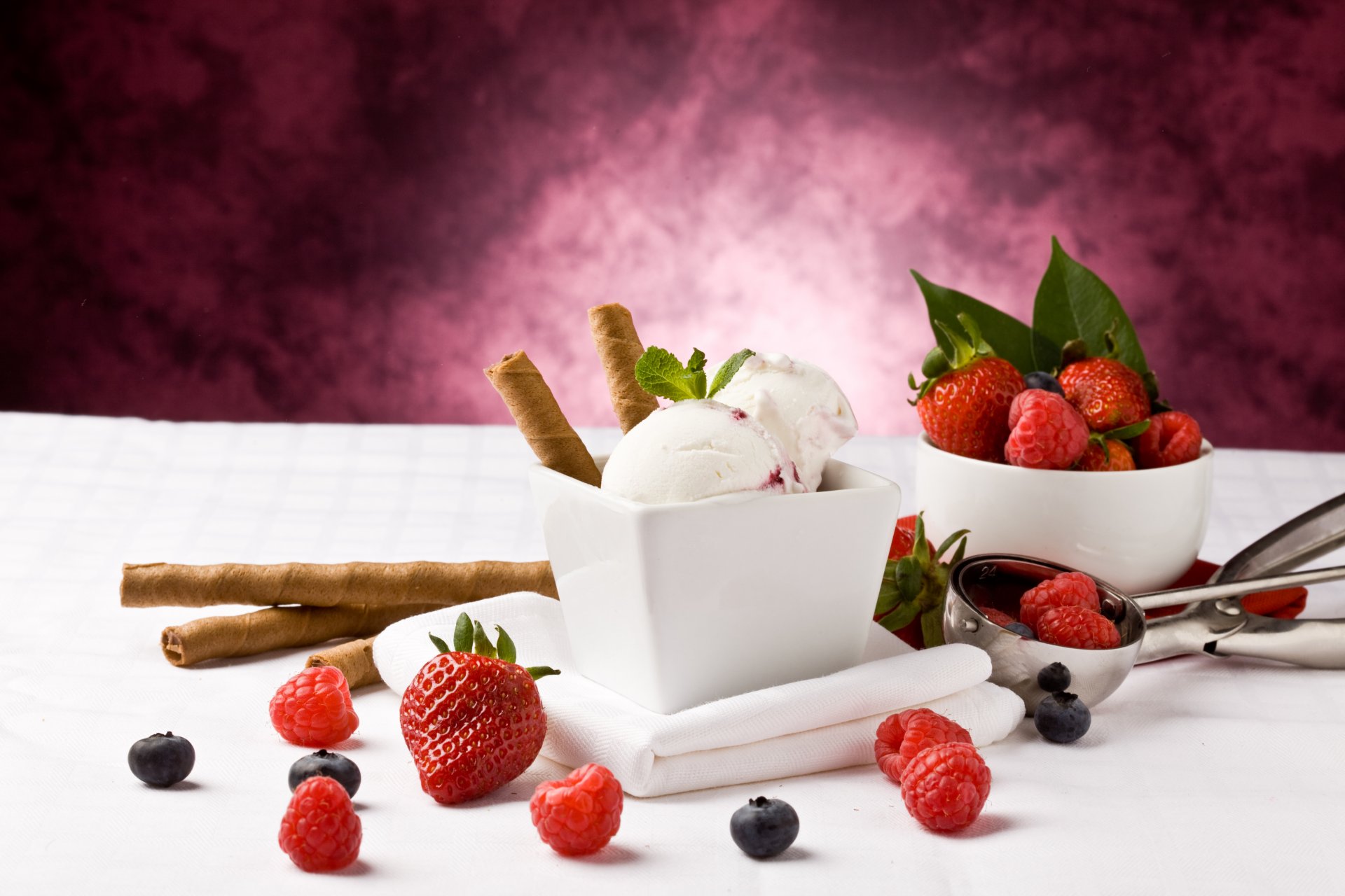 ice cream berries raspberry strawberry blueberries tube dessert