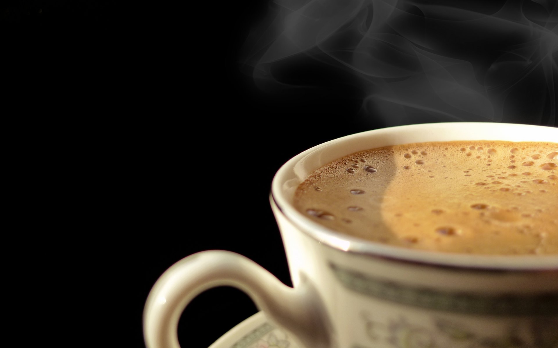 taza café caliente espuma burbujas vapor