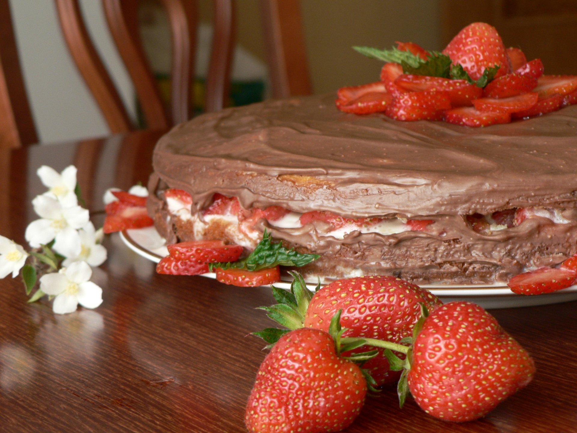 comida pastel fresa