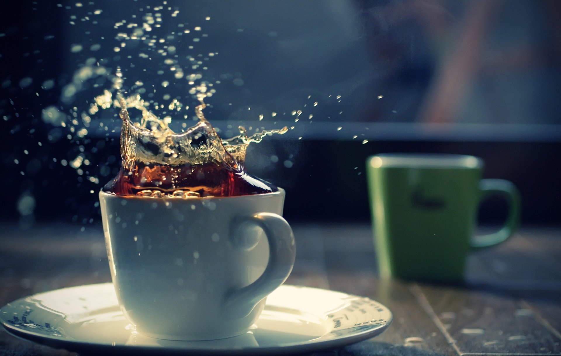 table tasses thé splash éclaboussures fond images fond d écran
