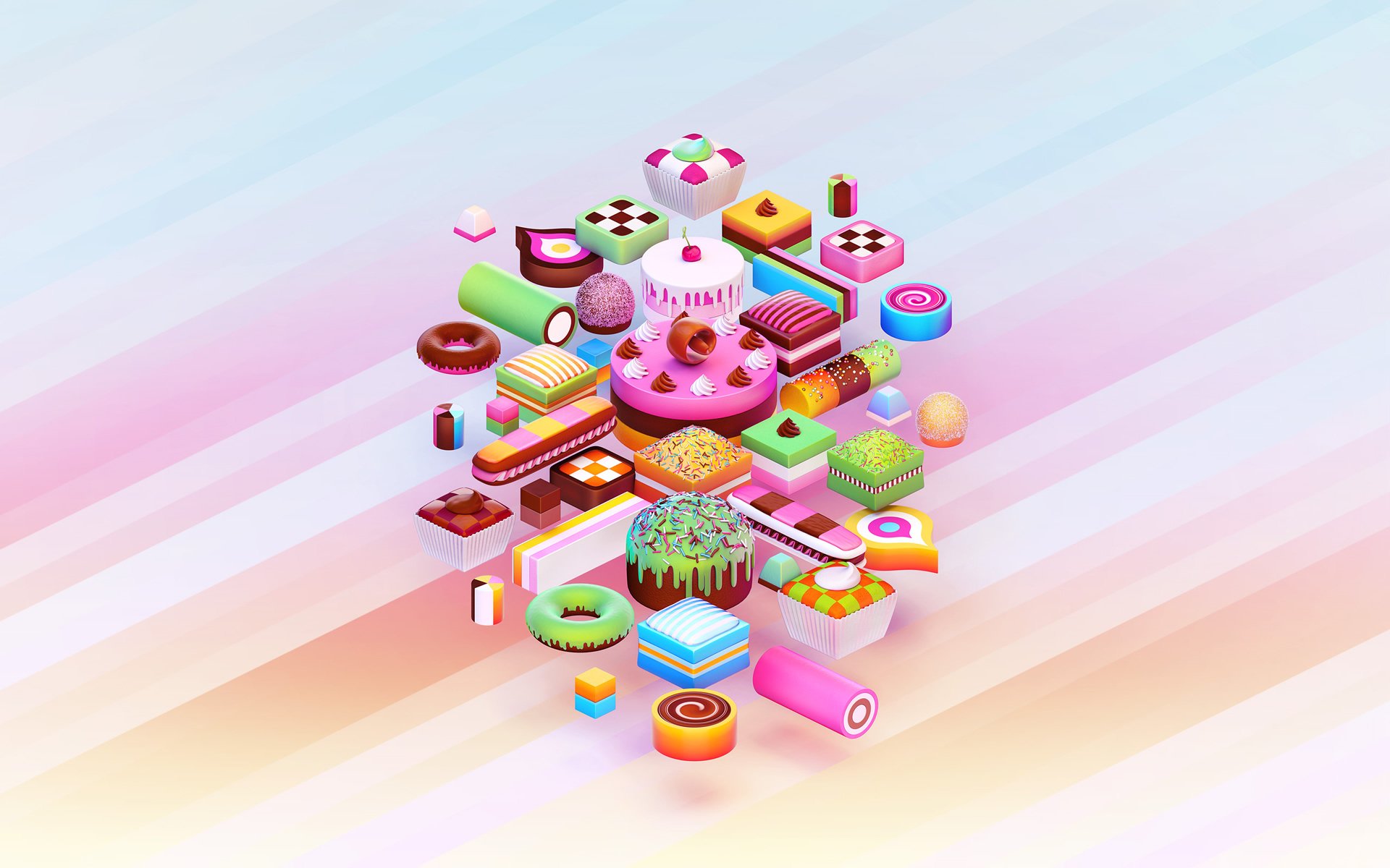 comida dulces postre pastel pastel donut dulces galletas crema chocolate pinturas alimentos pastel colores 1920x1200