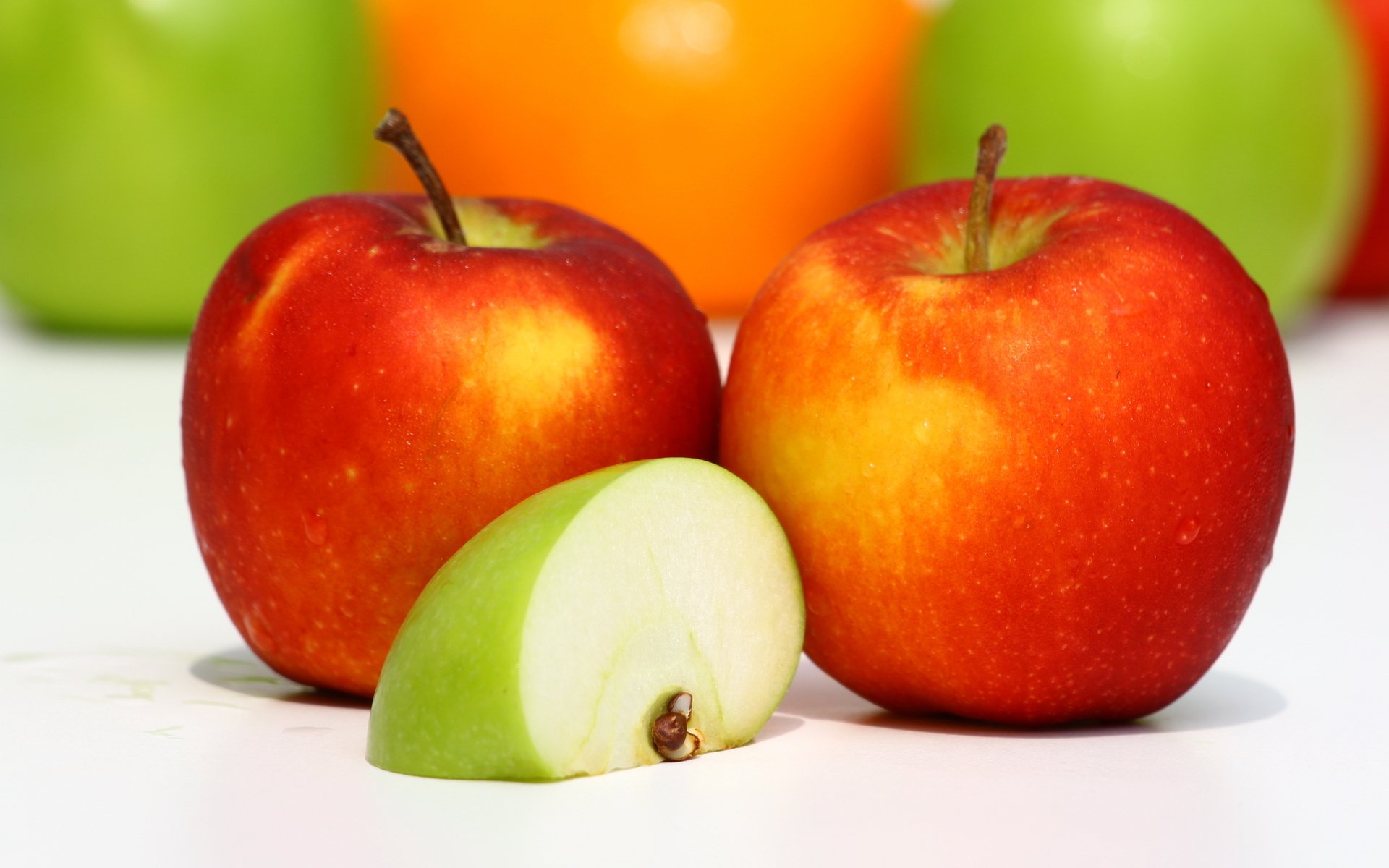 alimentos alimentos frutas manzanas rojo verde lóbulo sabroso útil macro