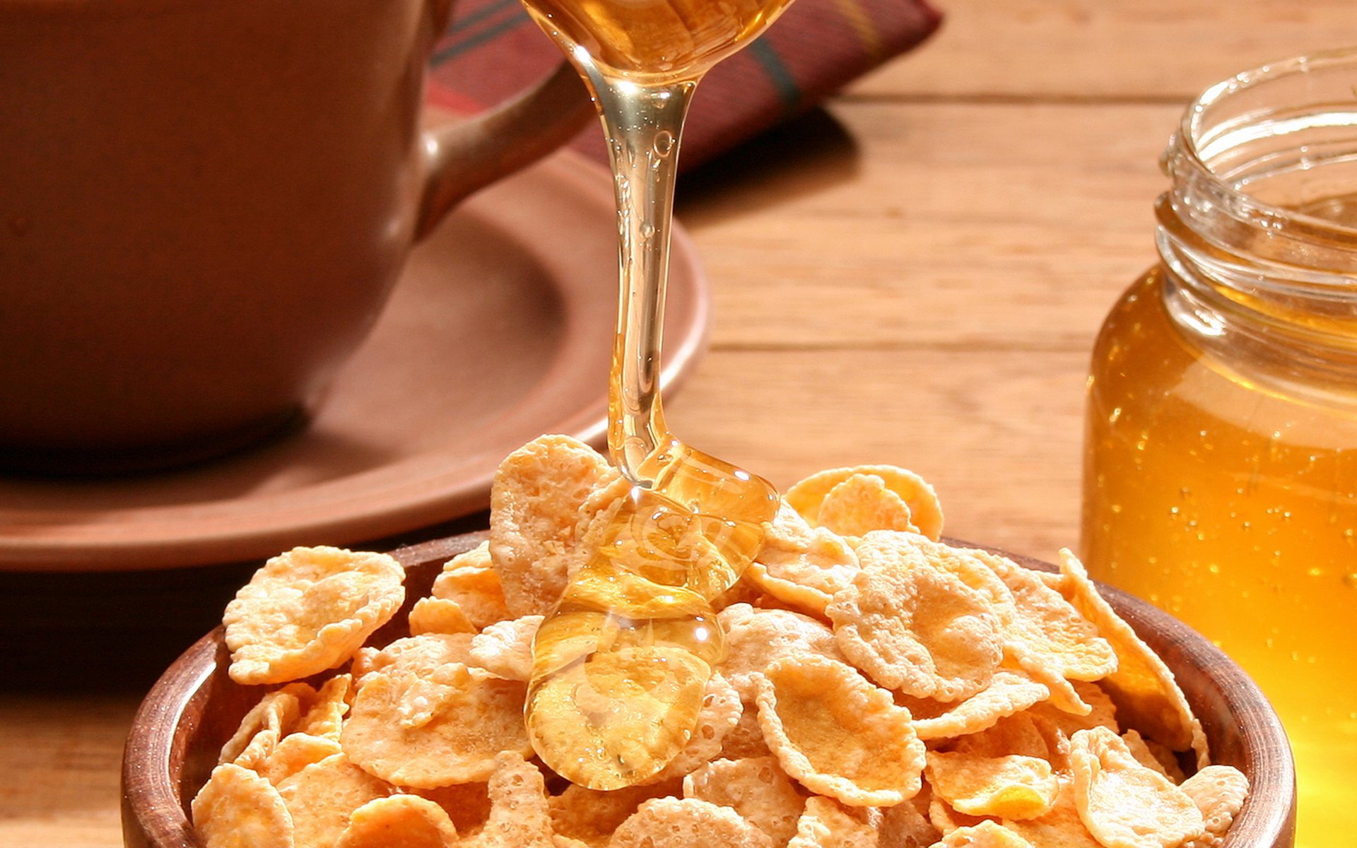 essen süß müsli honig dose teller leichtes frühstück