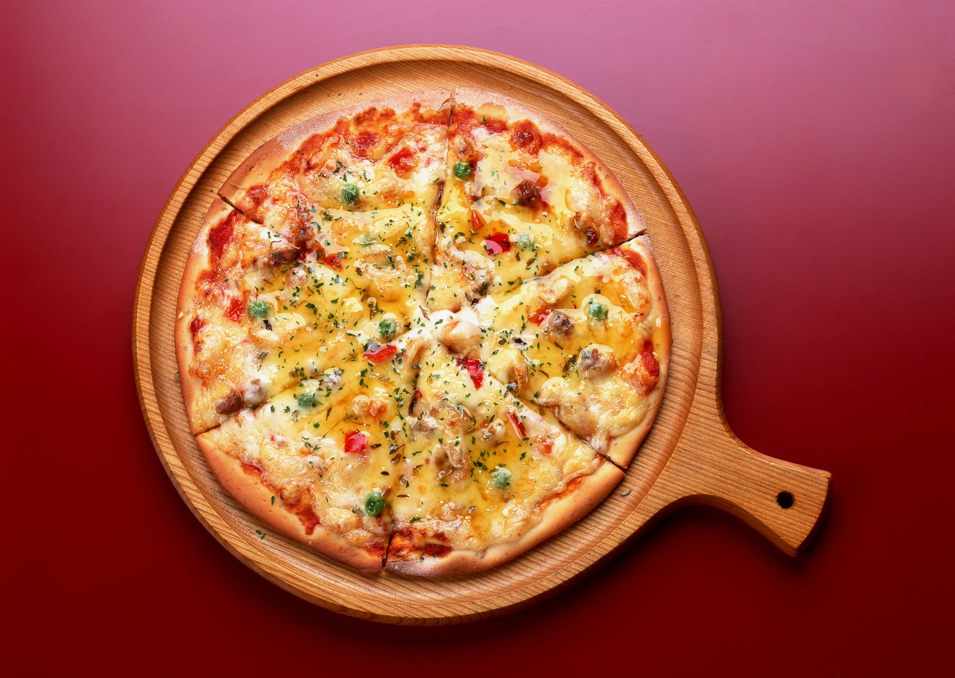 food delicious pizza food red background
