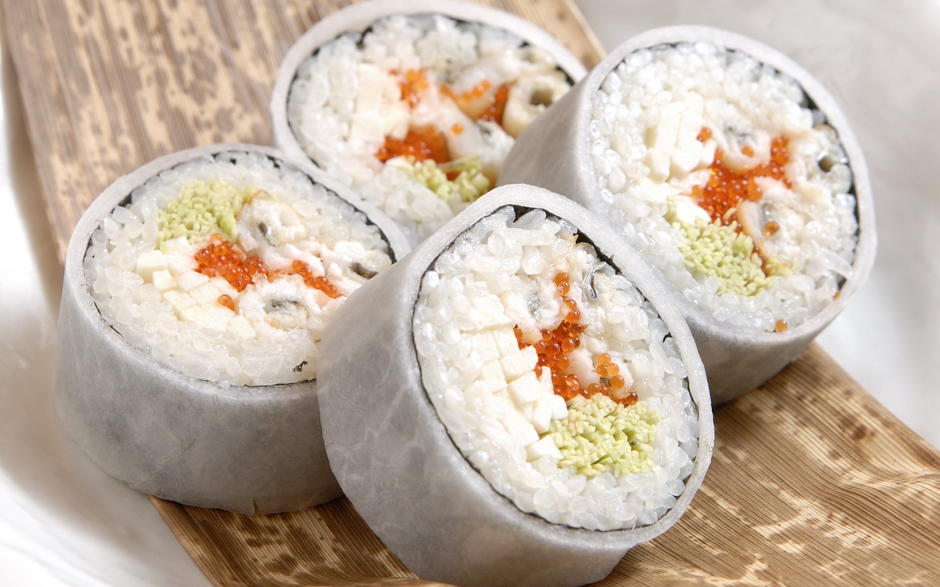 ushi rolls rice fish caviar food macro food macro 1920x1200