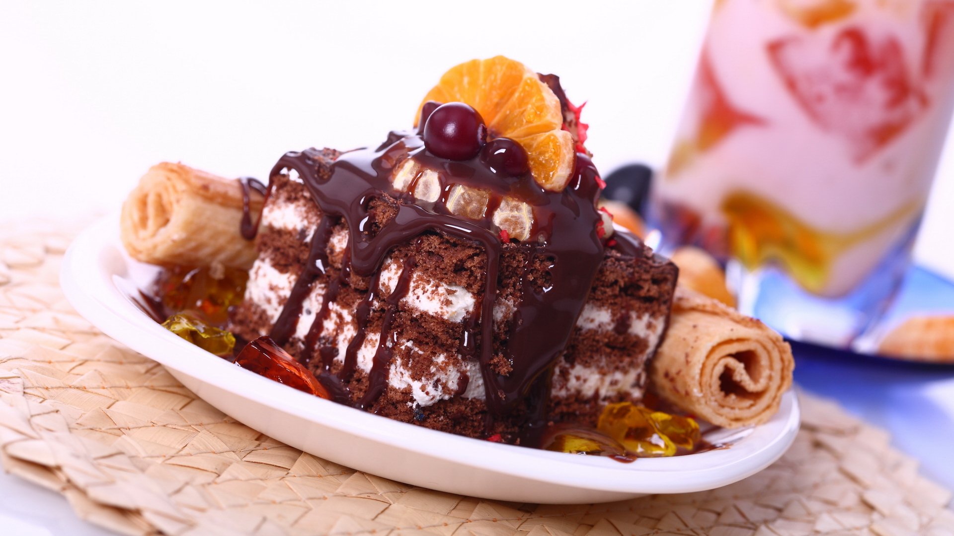 torta cioccolato dessert dolce cibo crema arancia dolci cibo arancione 1920x1080
