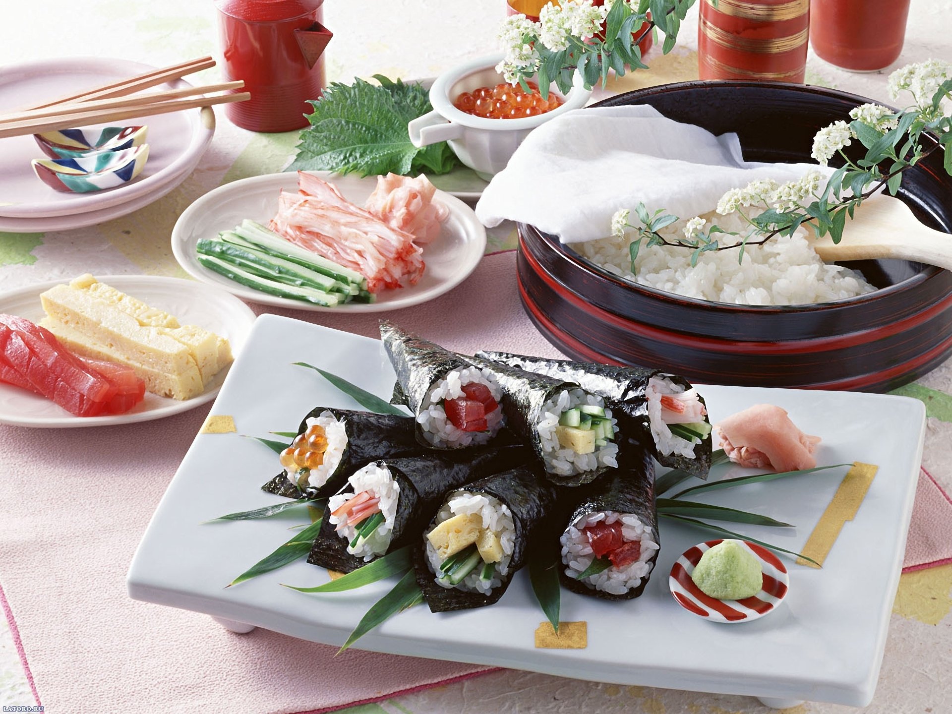plat riz wasabi nourriture japonaise caviar