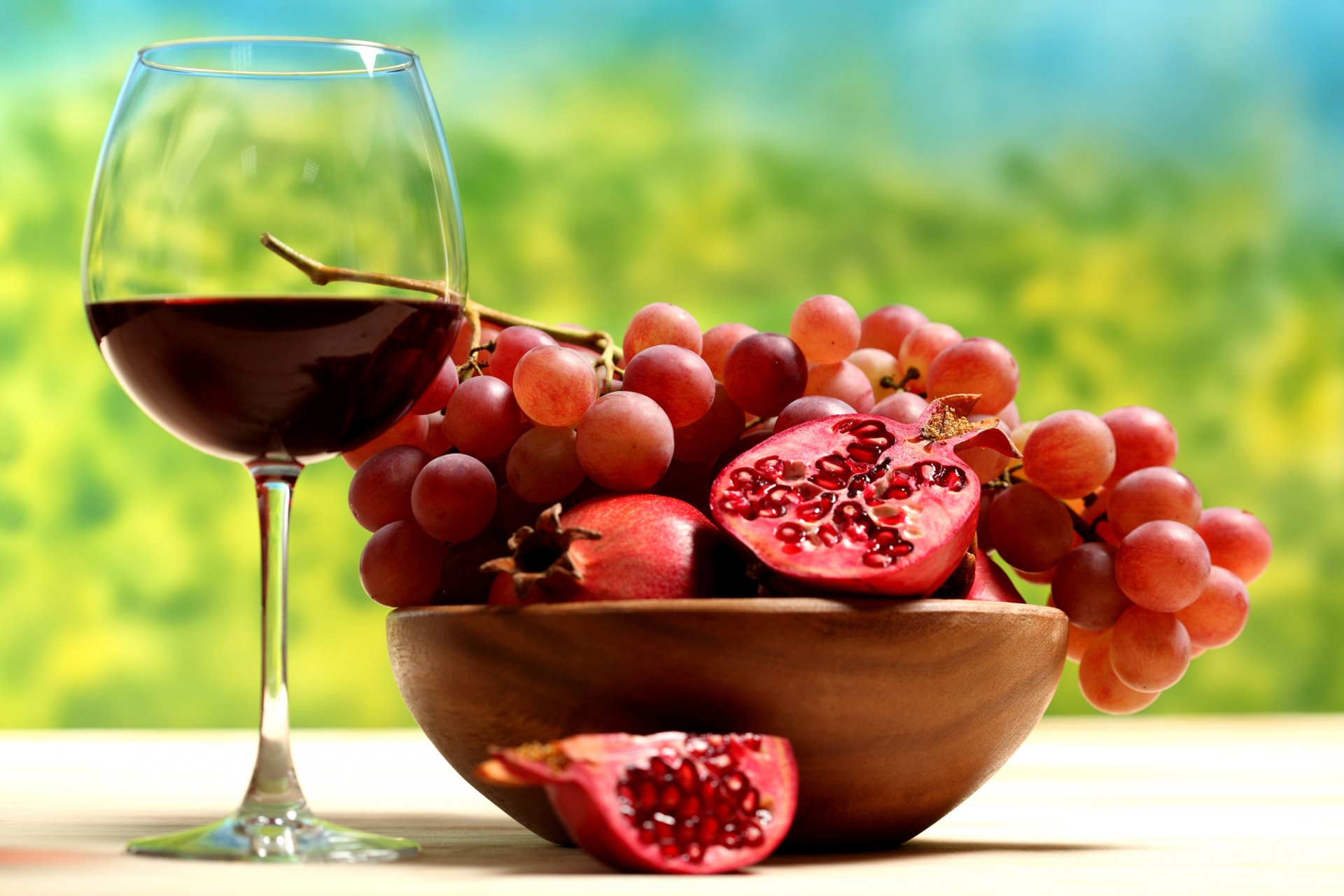 vino fruta granada uva