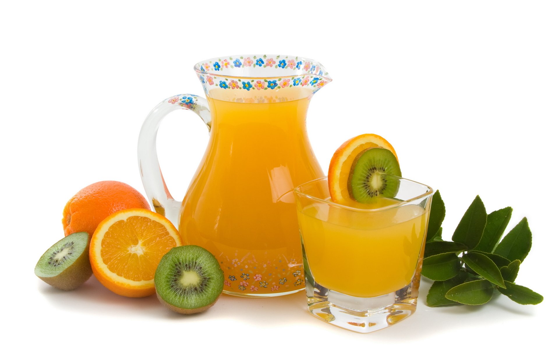 juice freshness orange kiwi carafe gla