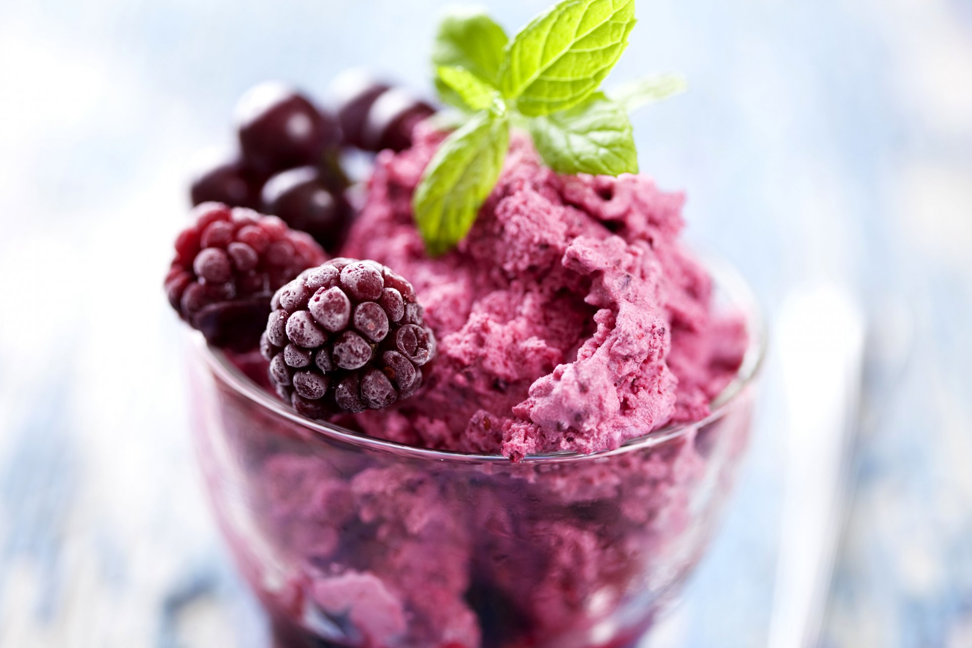 raspberry tutti-frutti mint ice cream close up