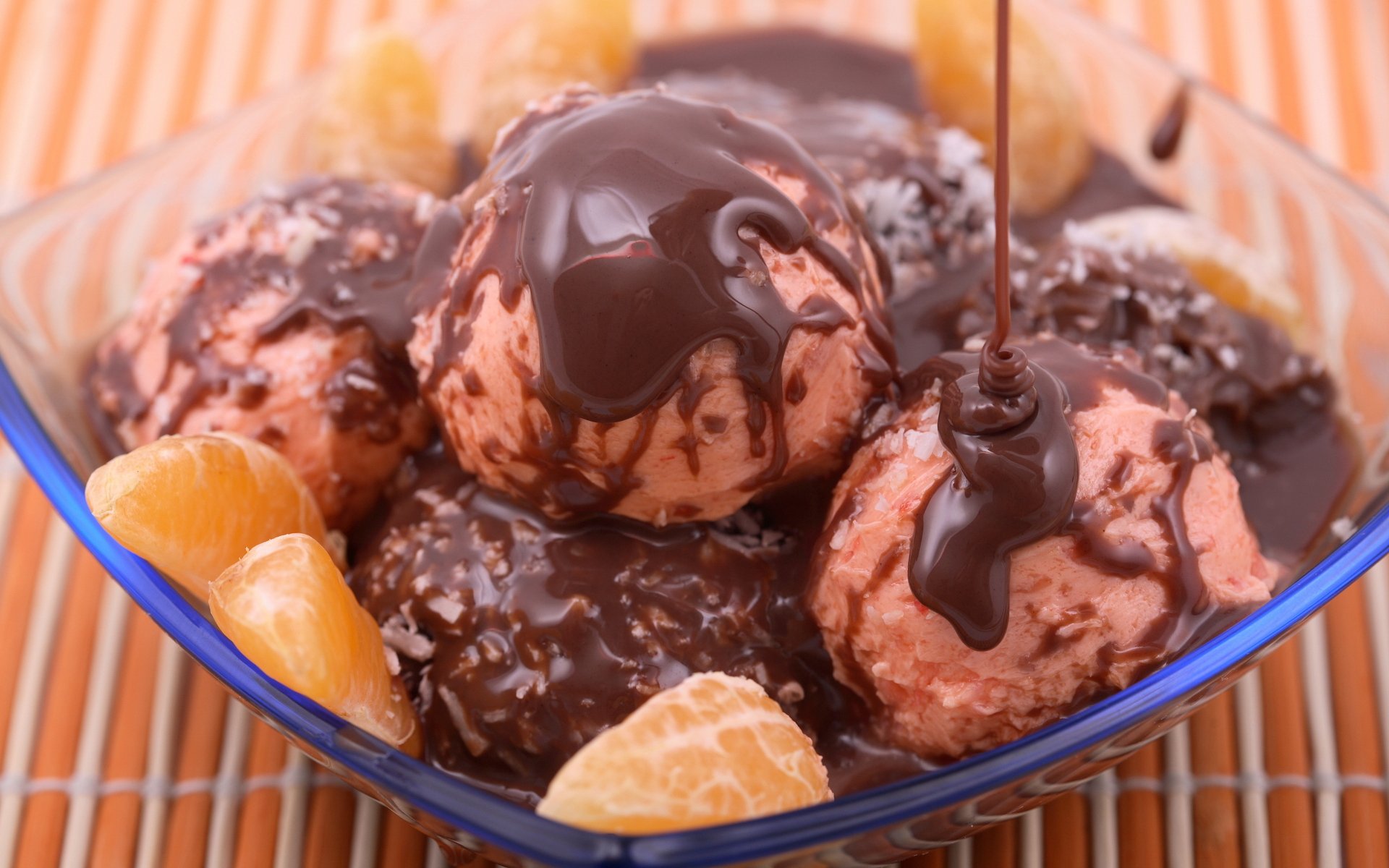 comida postre dulce helado chocolate naranja plato comida naranja placas 1920x1200