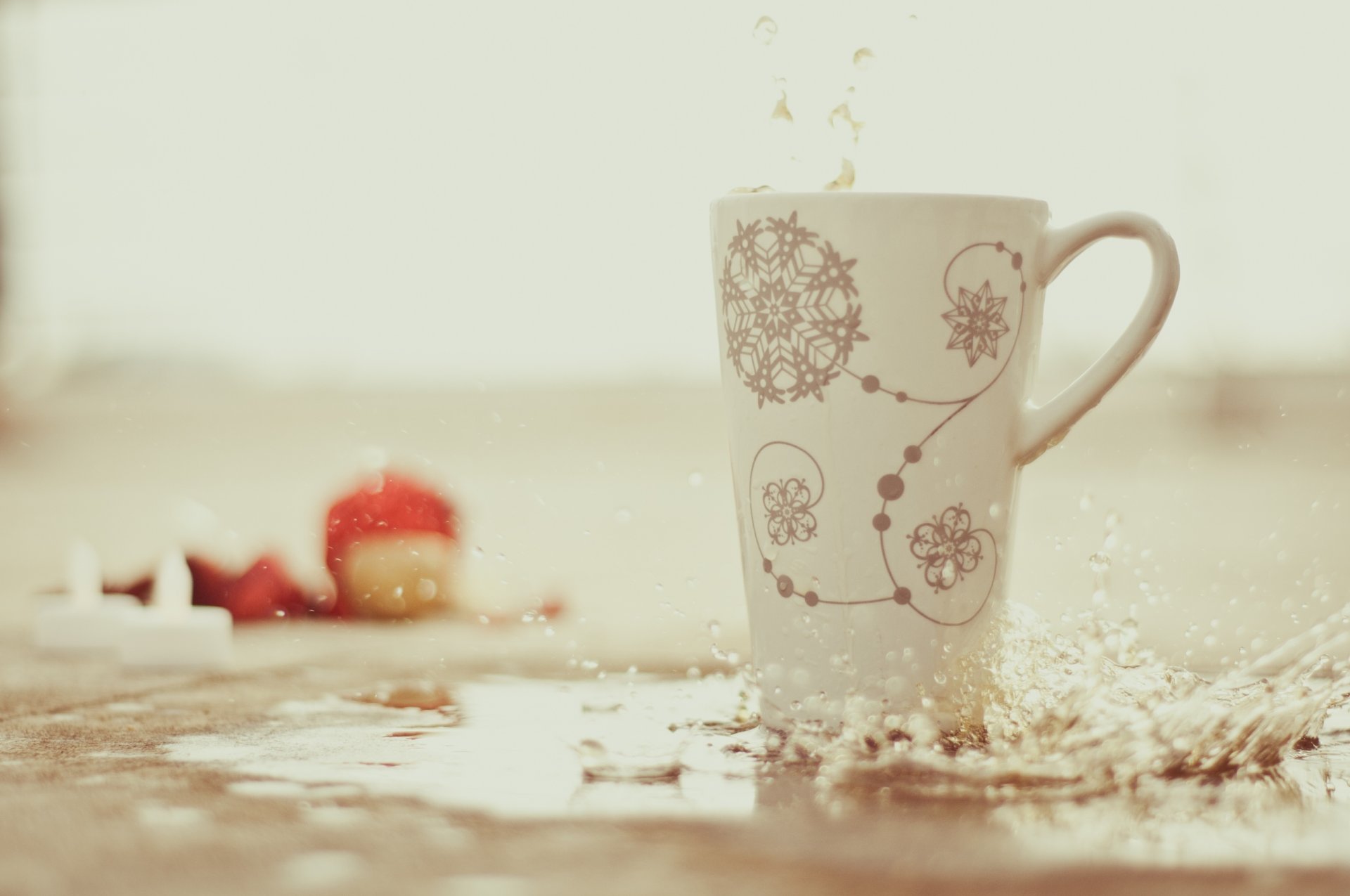 wasser tasse schneeflocken tropfen spritzer unschärfe