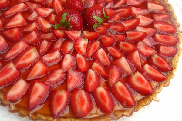 Delicious and sweet strawberry cake