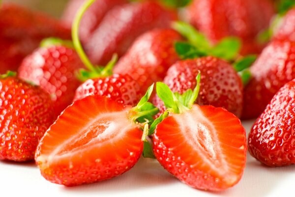 Fresh strawberries with a blurry background