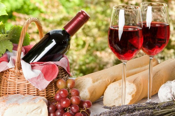 Picnic francés en la naturaleza