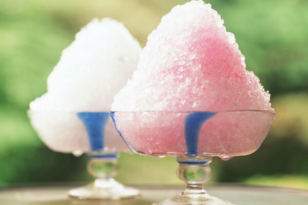 Photo of an airy dessert in a glass creamer