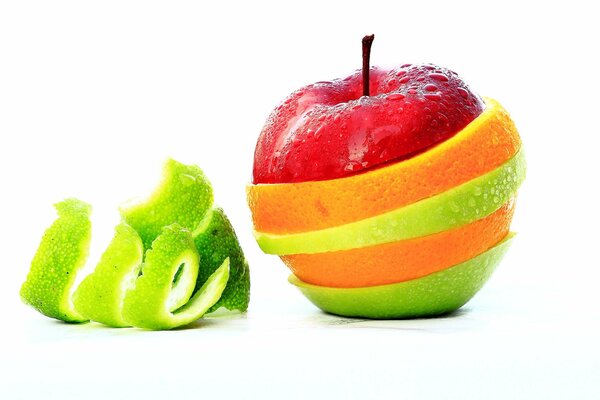 Fruits apple orange green red orange