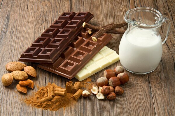 Barras de chocolate de diferentes colores