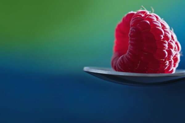 Raspberry berry on a spoon
