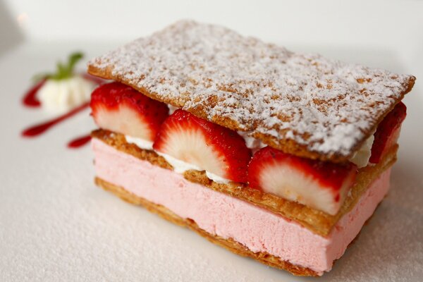 Delicious strawberry shortcake with jam