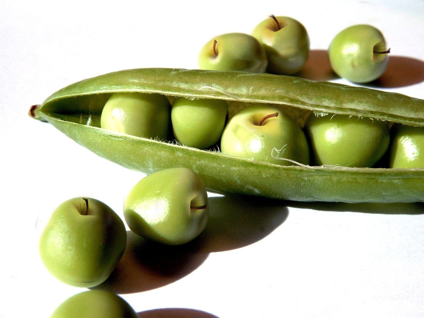 white background pod apples food