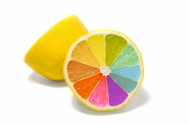 Colorful lemon in the style of minimalism