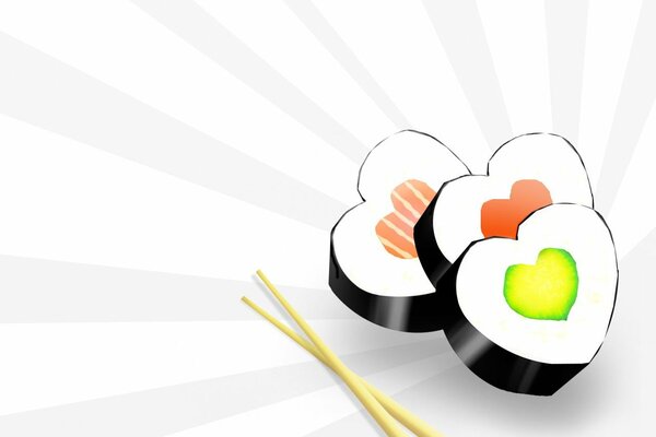 Nourriture minimaliste de sushi avec des baguettes