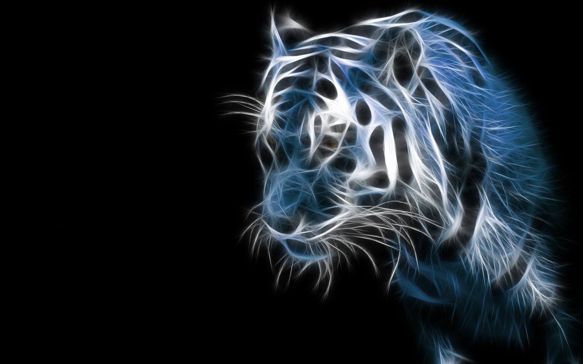 3d tigre sombre fond noir