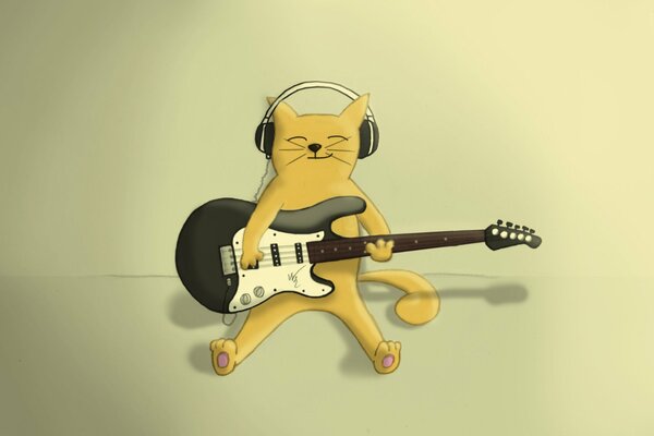 Gato tocando la guitarra con una sonrisa