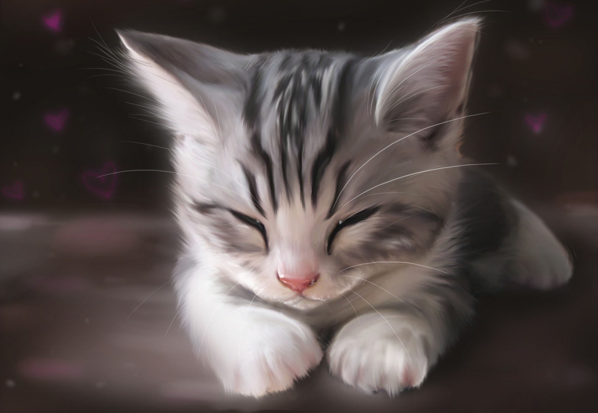 art drawing cat cat kitten muzzle sleeping