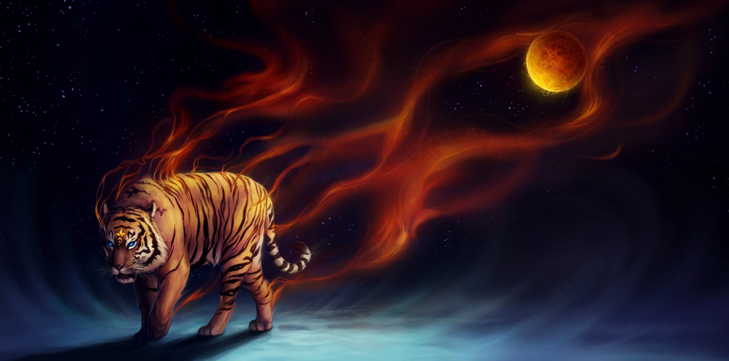 art sanguisgelidus tigre planète feu