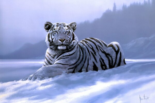 Art of the Siberian snow Tiger