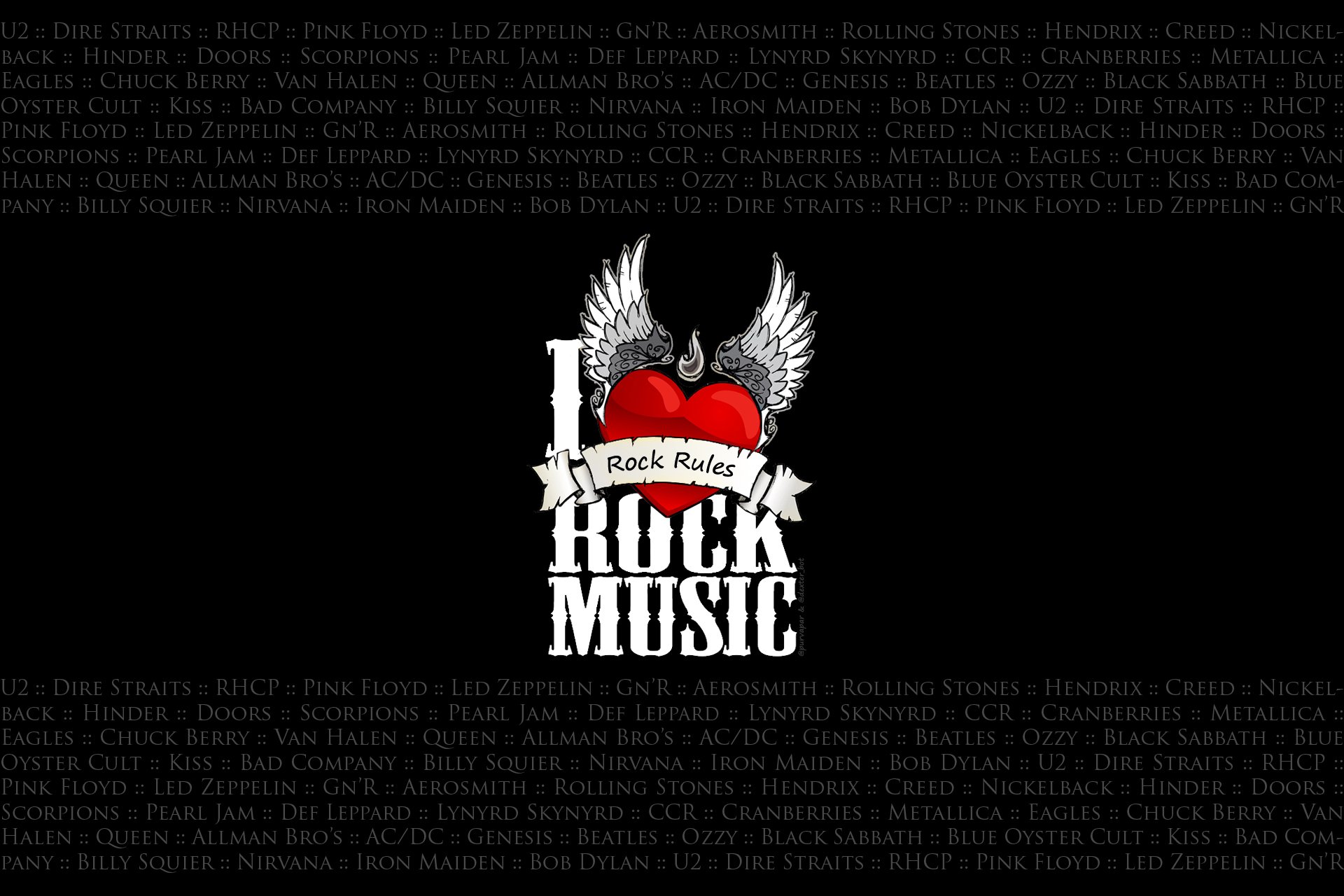 rock music heart wings background black