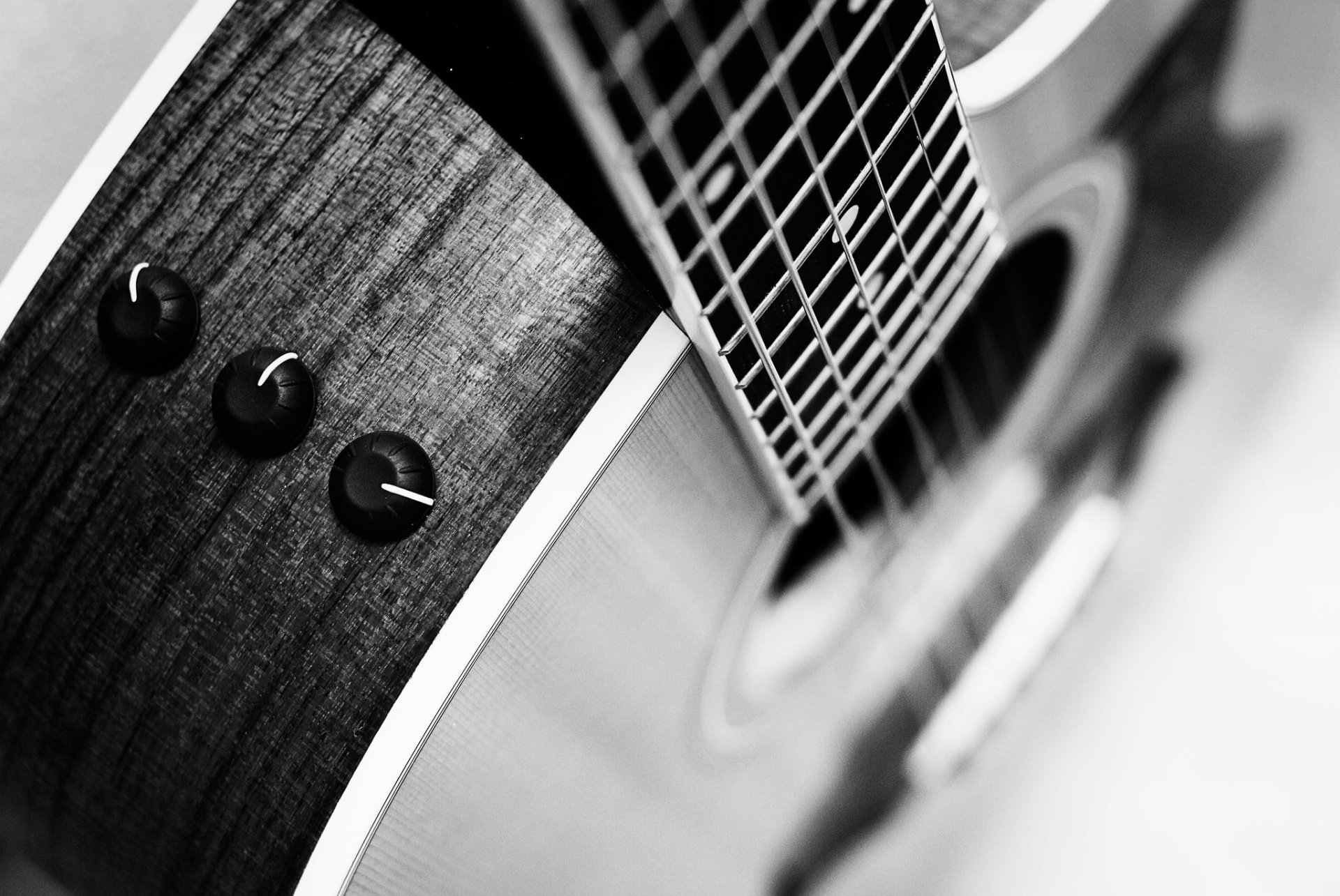 acoustic guitars close up