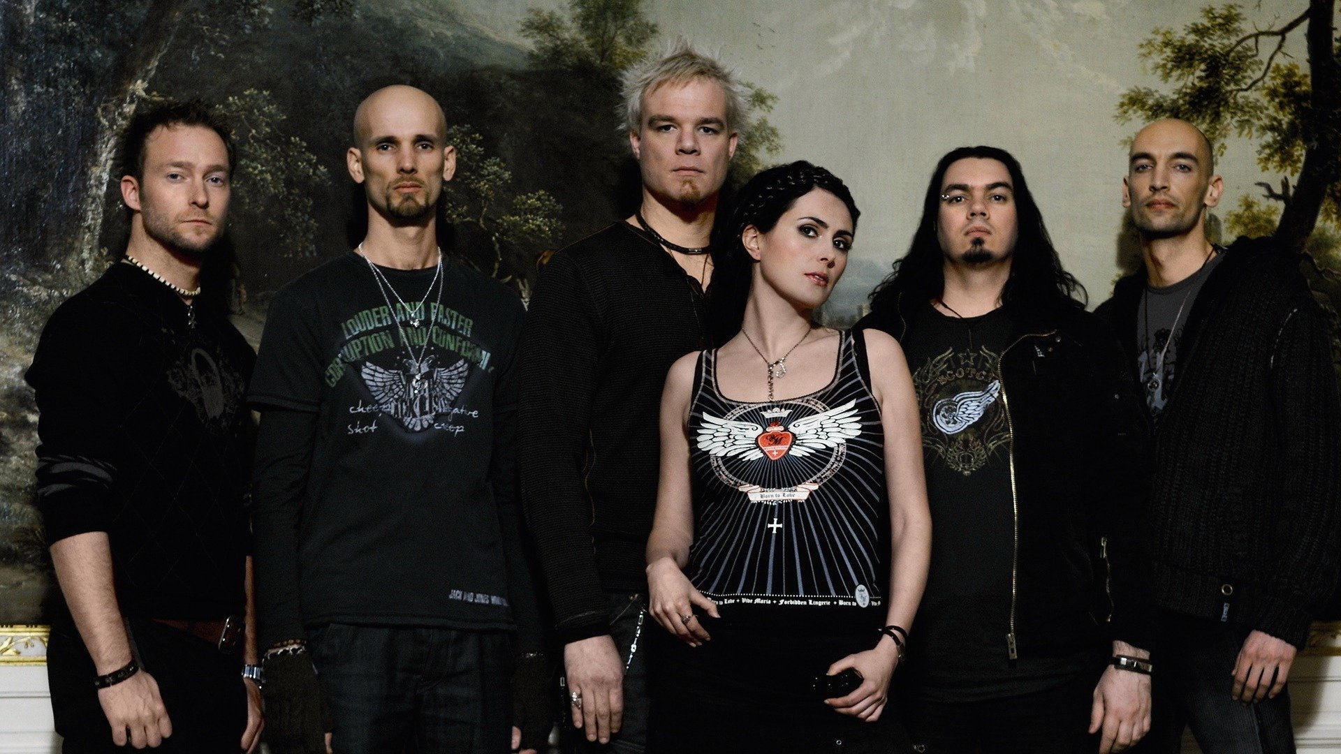 within temptation sharon den adel the group forest background