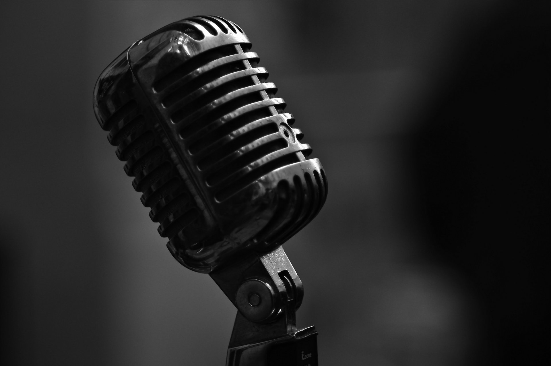 microphone music close up bokeh style black and white