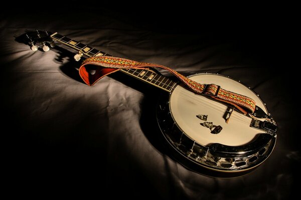 Beautiful banjo on a dark background