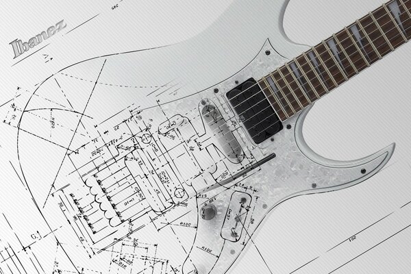 Guitar as arranged in the scheme white