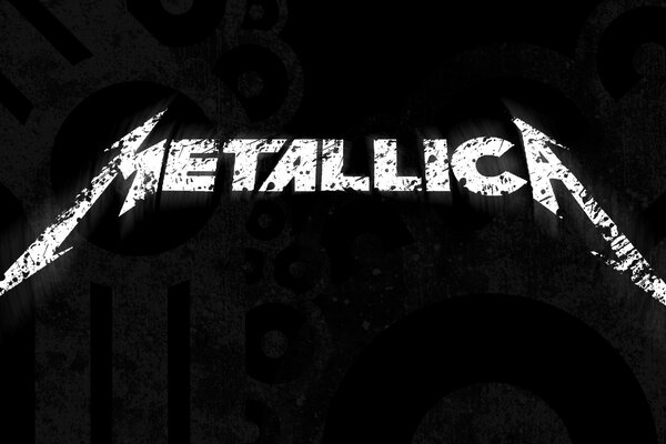 Weißes Metallica-Bandlogo auf schwarzem Hintergrund