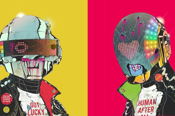 Zombie art in helmets and jackets