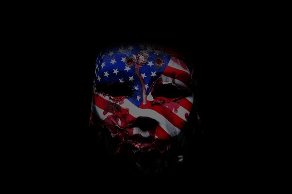 Face mask in the American Flag video