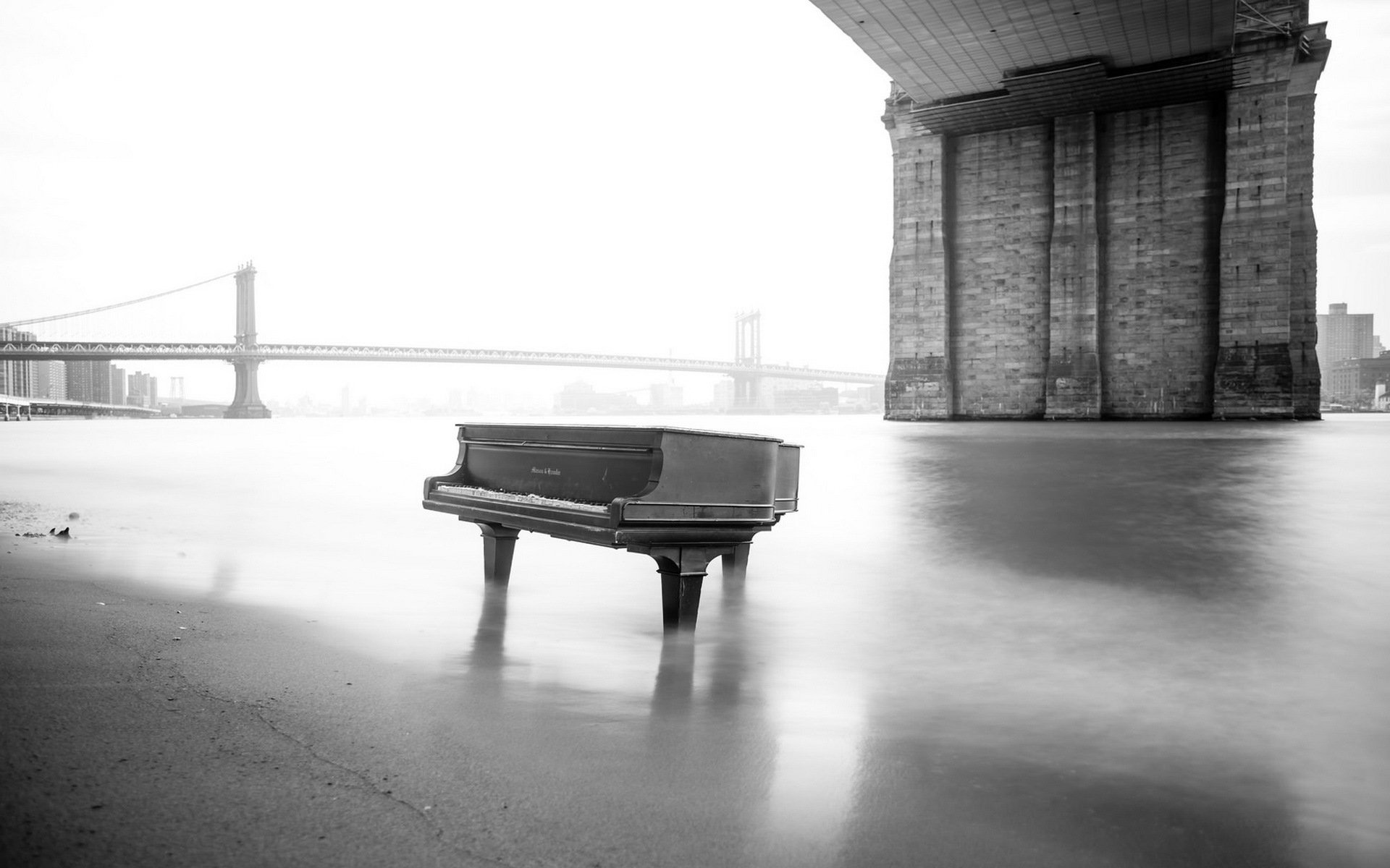 piano río puente música