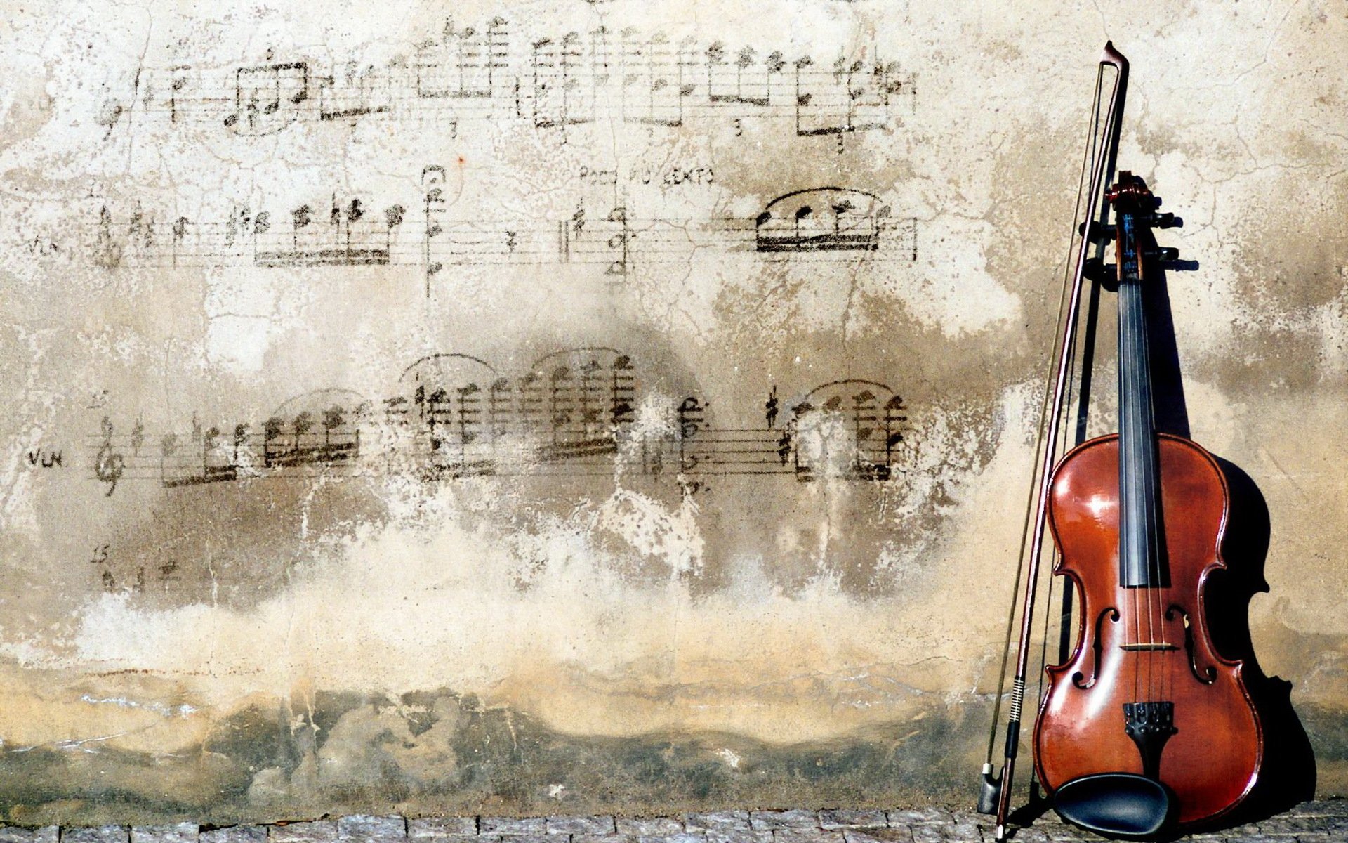 violín pared partituras música